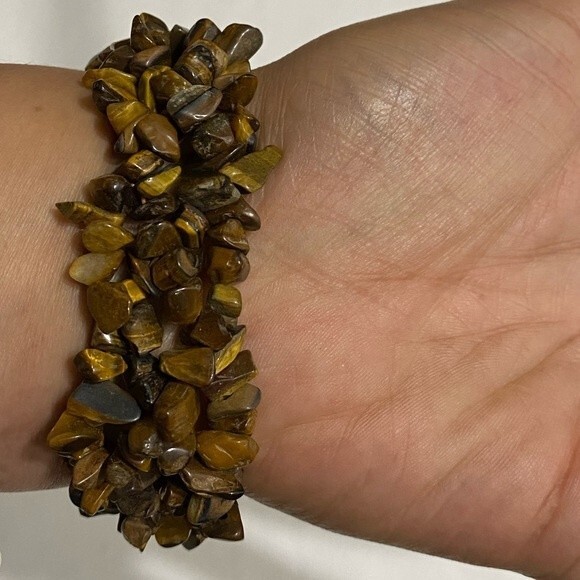 Earth Tone Elastic Pebble Bracelet - Picture 3 of 6
